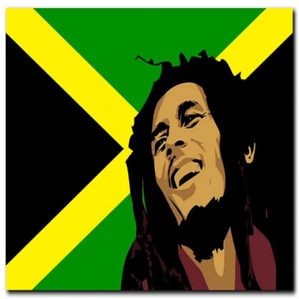 C022 Bob Marley on Jamaican Flag